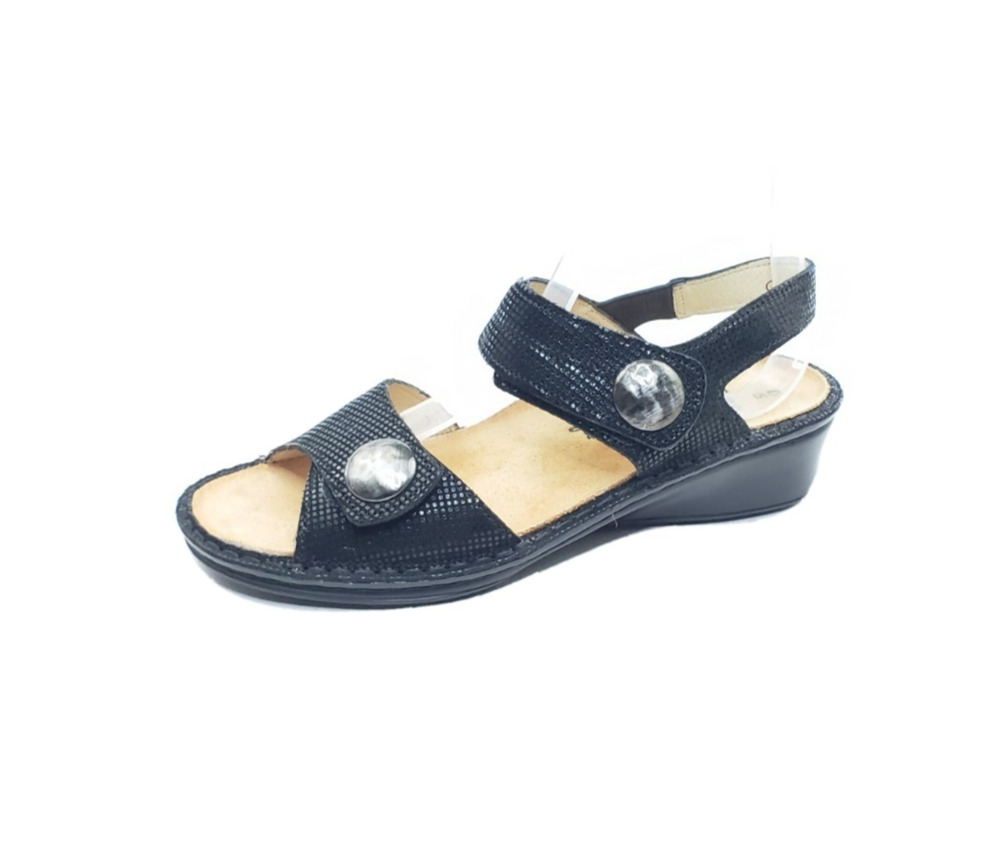 Finn Comfort Alanya Womens Sandals Comfort Wedge Black Leather Size US 7.5